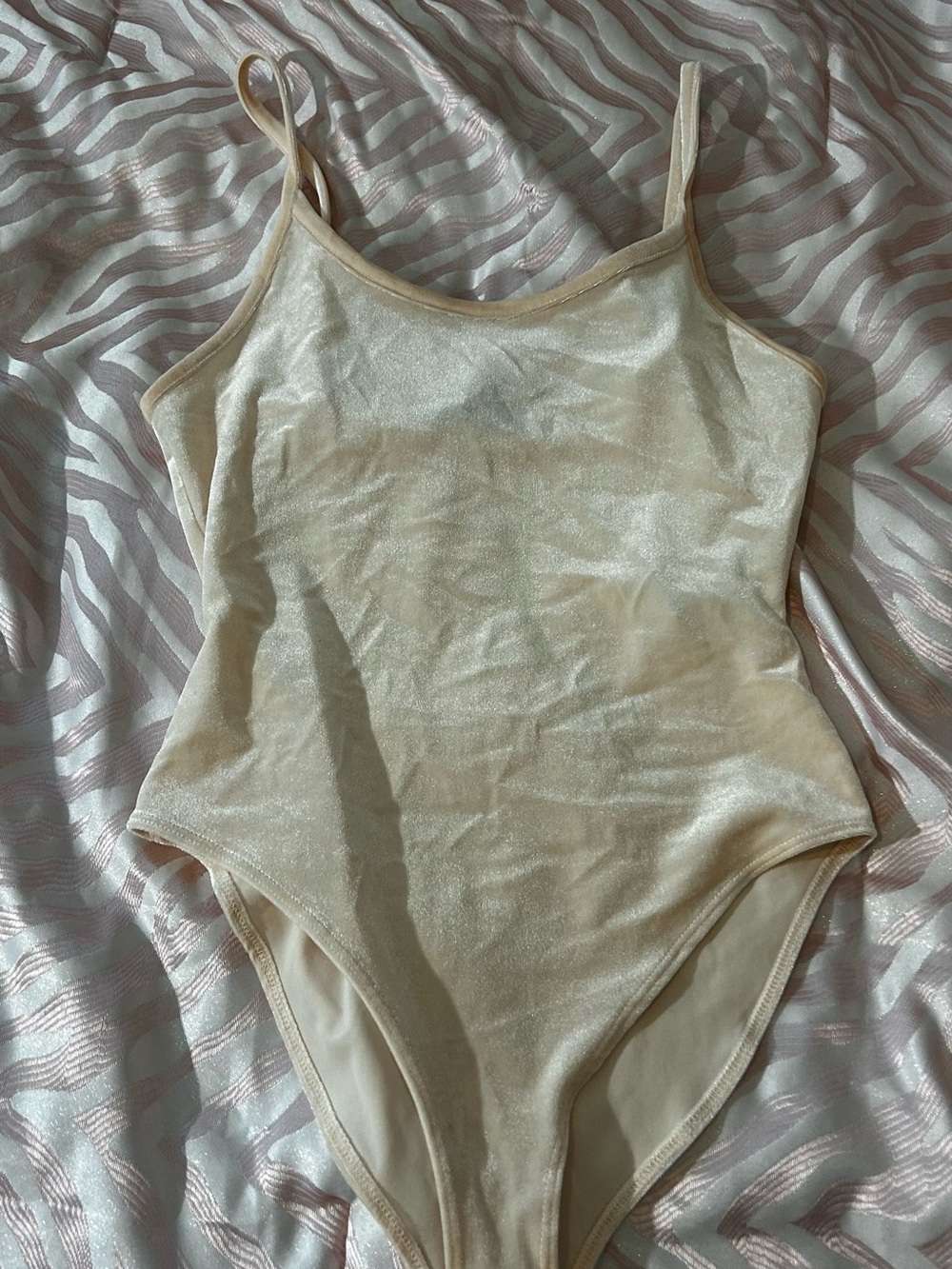 Forever 21 Cream, Brown, Maroon Velvet Spaghetti-Strap Bodysuit ( Bundle )
